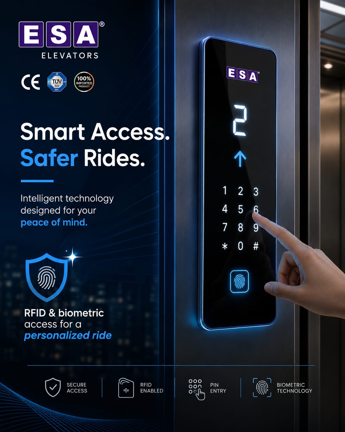 ESA smart access panel — RFID, PIN and biometric entry